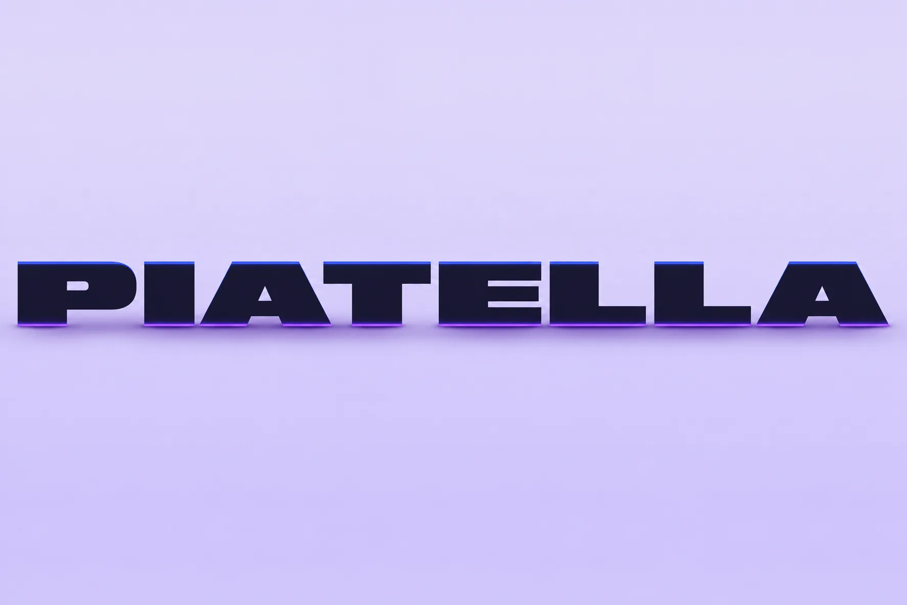 Le mot Piatella en typographie aplatie, évoquant une plaque plate